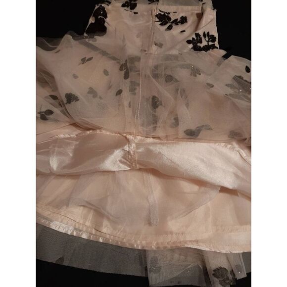 New Girl 6X Zunie Blush Glitter Black Floral Sleeveless Flower Girl Easter Dress - Picture 5 of 5